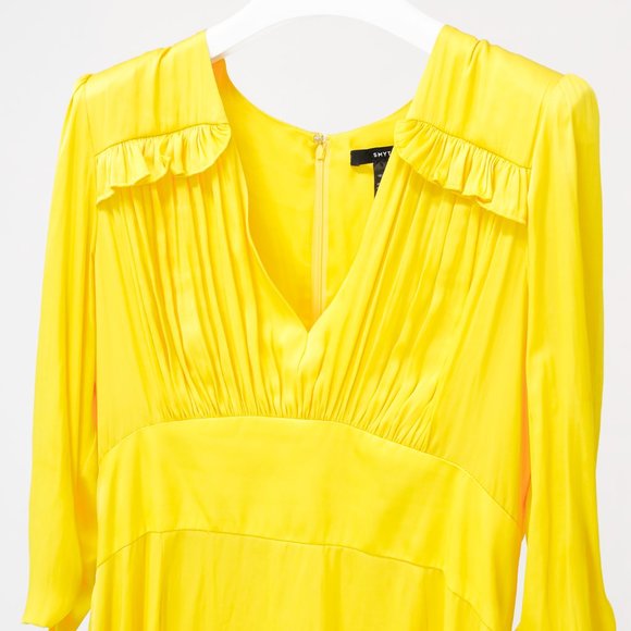 *SOLD* Smythe Yellow Satin Dress - Picture 3 of 8
